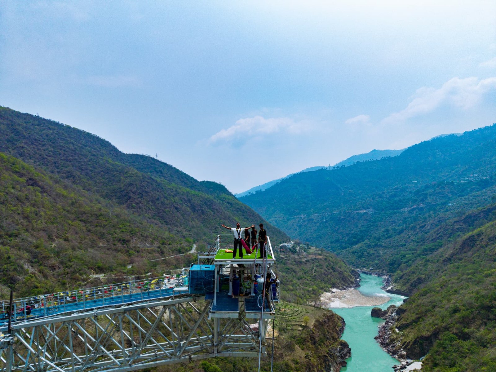 Maa Ganga Bunjee platform high above the Ganga valley in Rishikesh