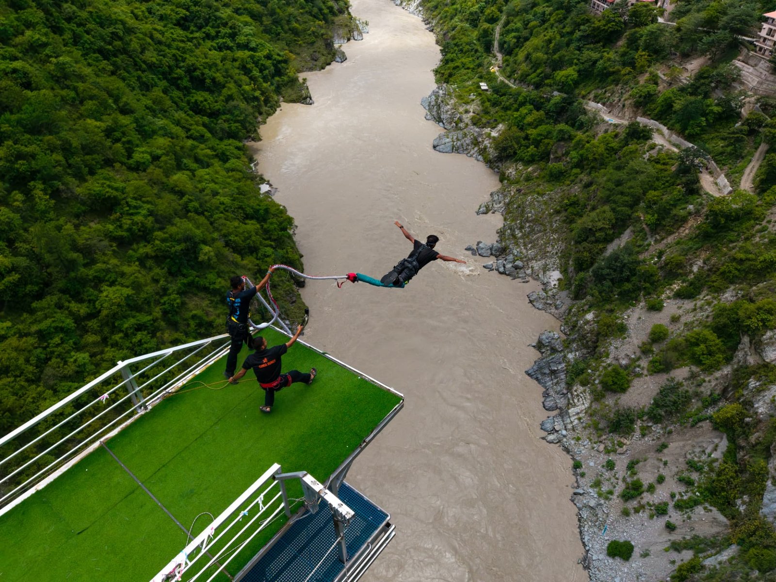 Maa Ganga Bunjee platform above the Ganga valley in Rishikesh